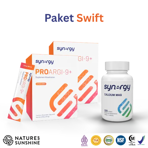 Isi Paket Swift: 2 box ProArgi-9 Plus dan Calcium Mag